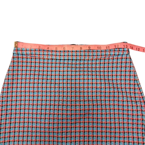 Marc By Marc Jacobs Designer Blue and Coral Plaid Checkered Mini Skirt Size 0 - Picture 8 of 8